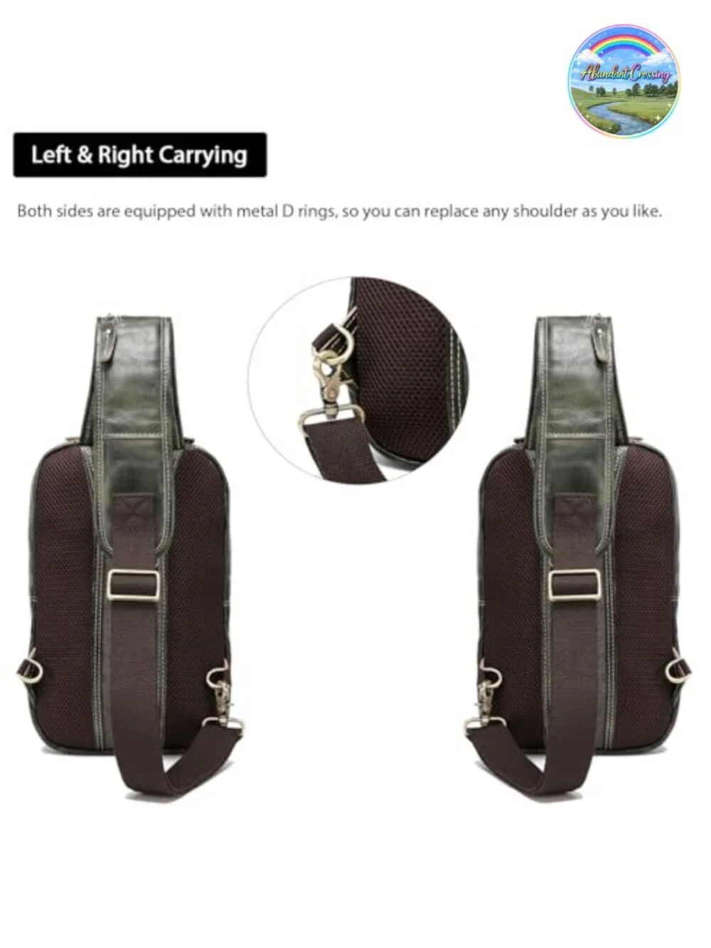 Vintage Full Grain Leather Sling Bag Crossbody Chest Daypack